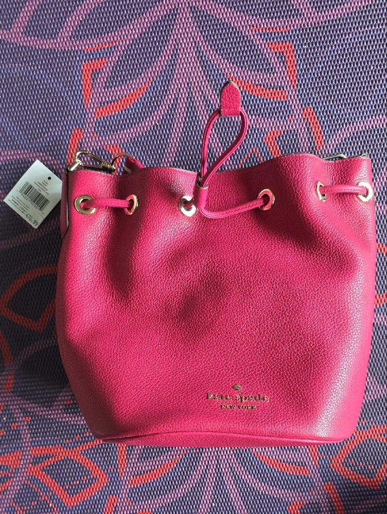 Kate Spade Rosie Pebbled Leather Bucket Shoulder Bag - Deep Red